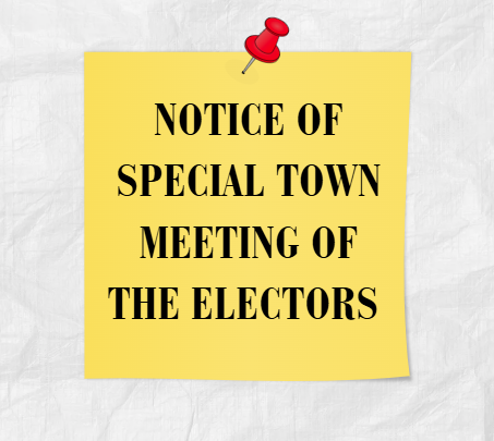 Notice of Special Town Meeting of the Electors